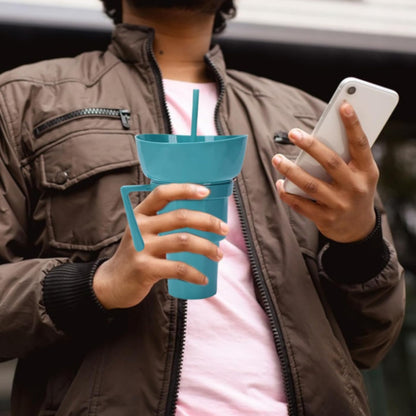 Vaso-Cuenco Multifunción con Asa y Pajita