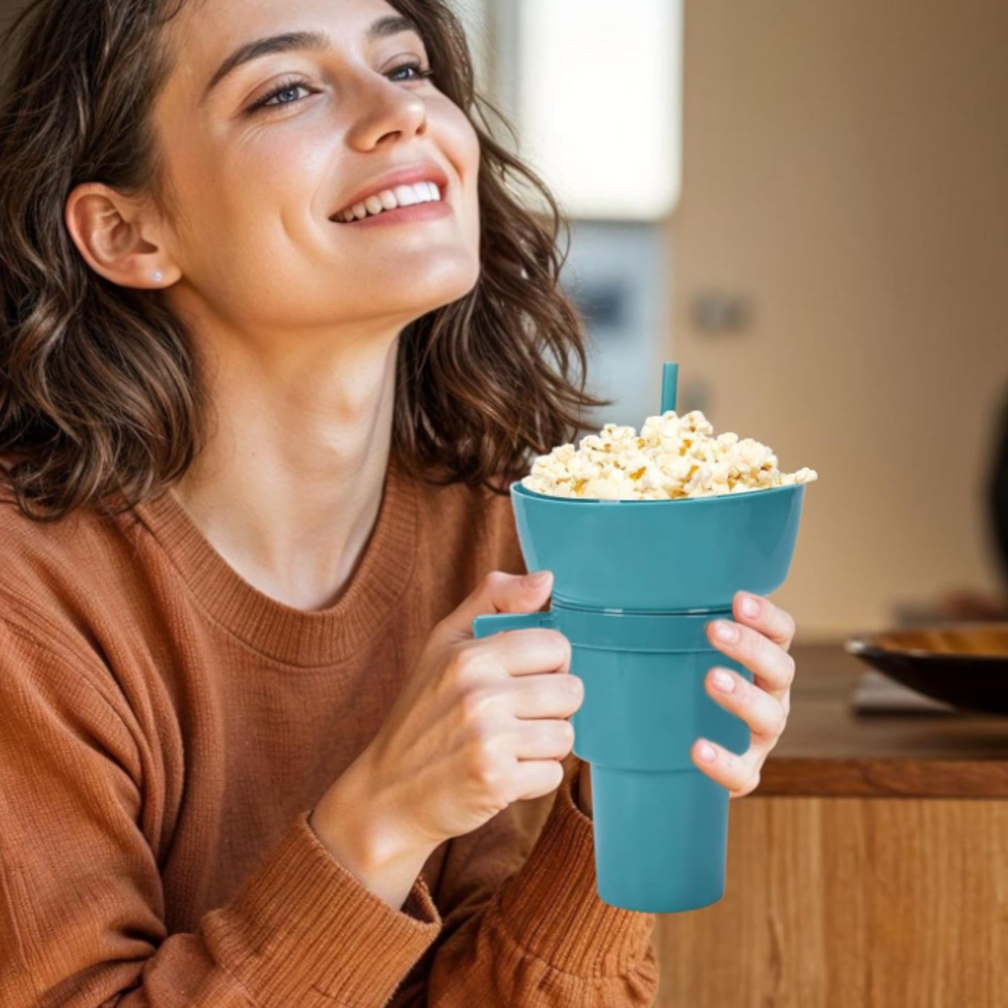 Vaso-Cuenco Multifunción con Asa y Pajita