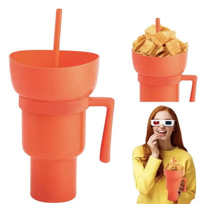 Vaso-Cuenco Multifunción con Asa y Pajita